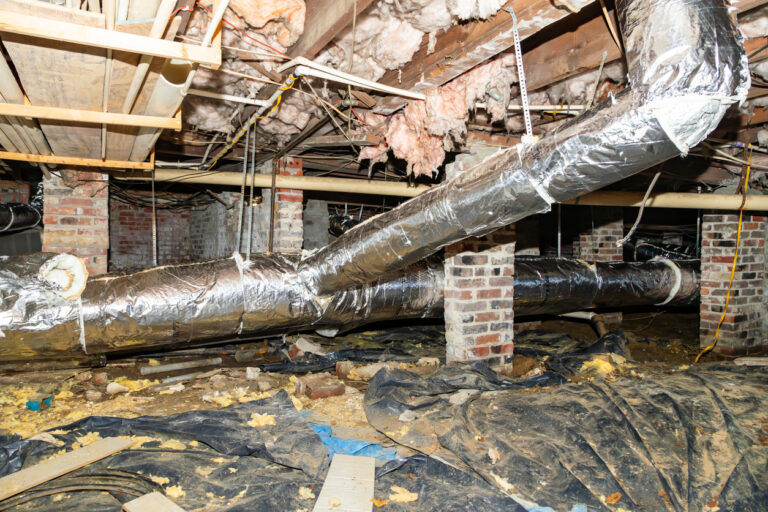 crawl-space-under-house-with-air-conditioner-ductwork-and-insulation